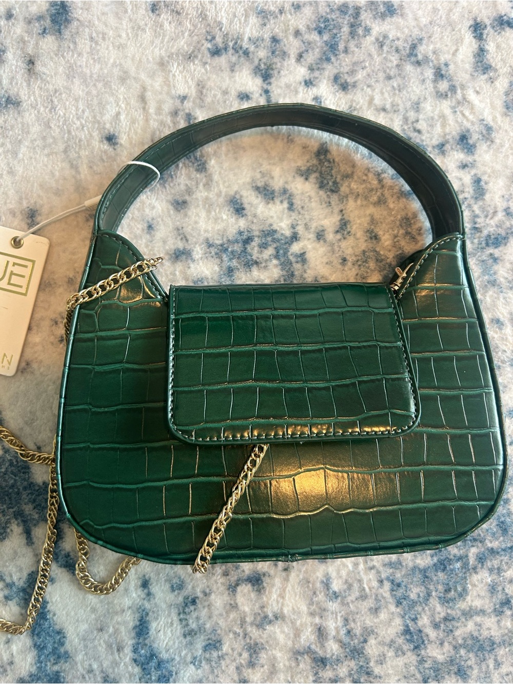 Urban Expressions • Croc-Embossed Crossbody Bag - Deep Green